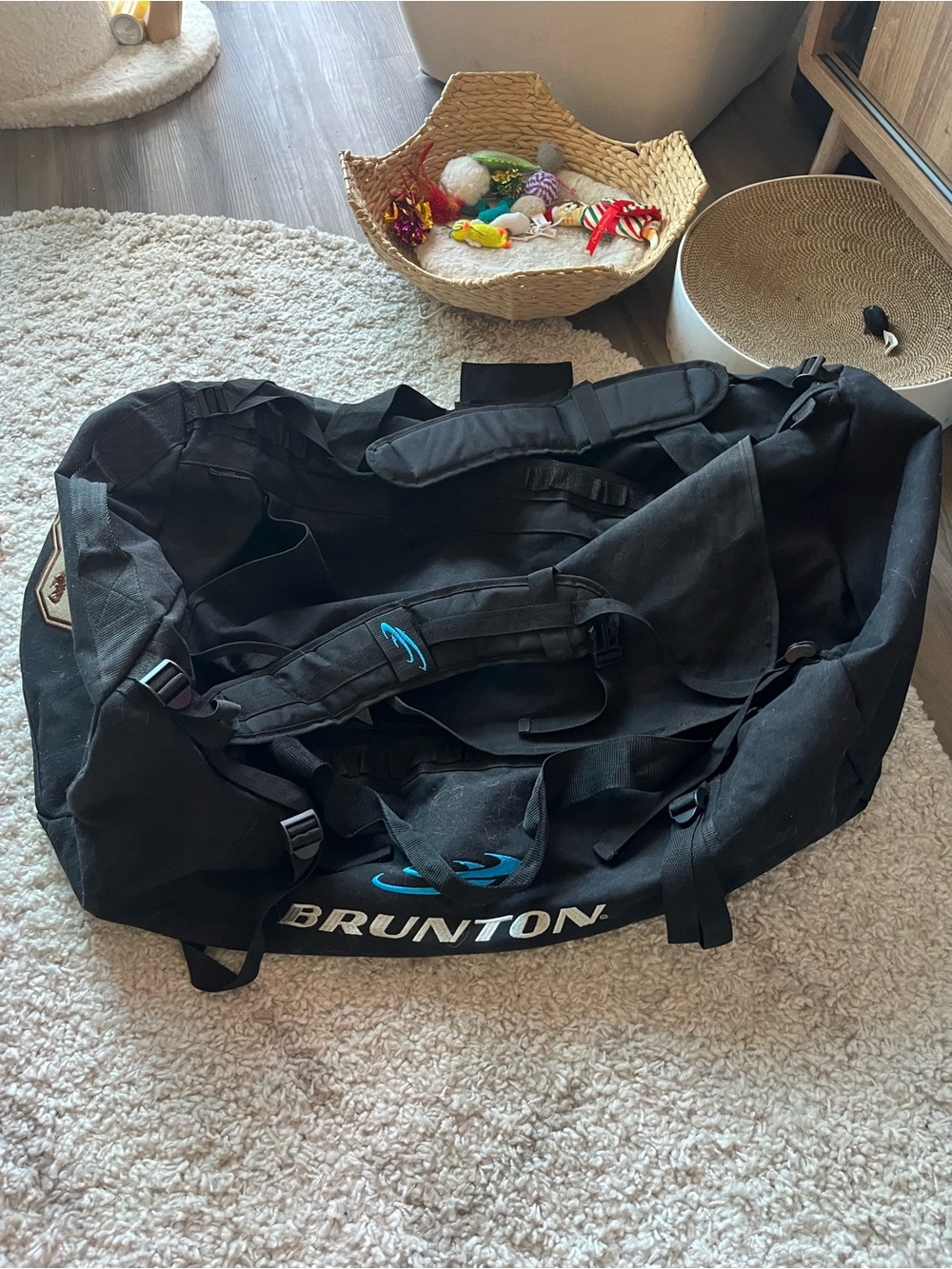 Black Duffel Bag with Blue Accents